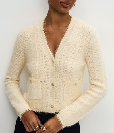 Cardigan Regular en Punto con Botones Metalizados 4