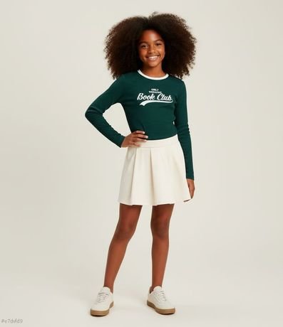 Pollera Infantil en Cotton con Pliegues y Short Interno – Talle 5 a 16 años