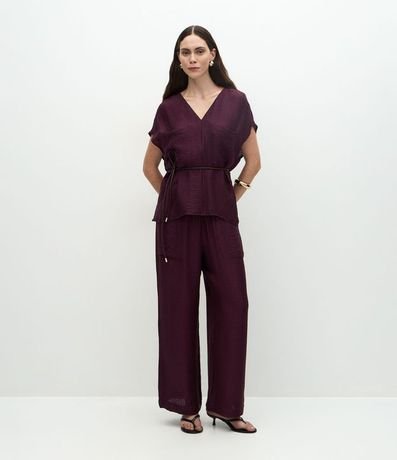 Camisa en Viscosa con Cinturón Fino Estructurada 2