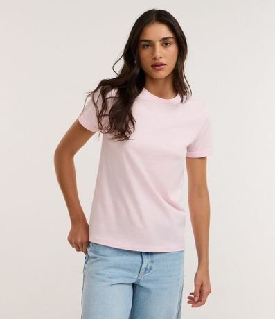 Remera en Media Malla con Manga Corta Doblada