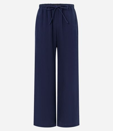 Pantalón Fluída en Algodón Texturizado con Lazo 4