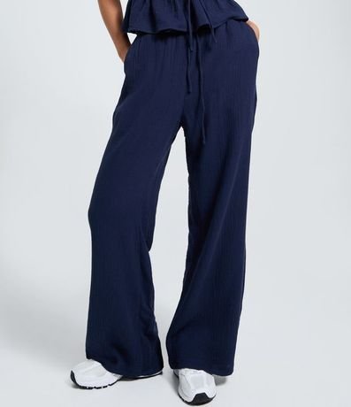 Pantalón Fluída en Algodón Texturizado con Lazo 2