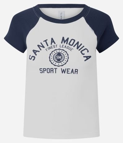 Remera College con Manga Contrastante y Estampa de Santa Monica 4