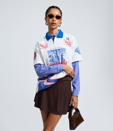 Short Pollera Raya de Tiza con Hebilla Lateral