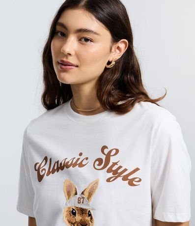 Remera en Algodón con Conejo Bordado 4