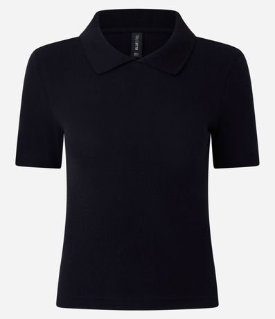 Blusa Polo en Rib con Manga Corta 4