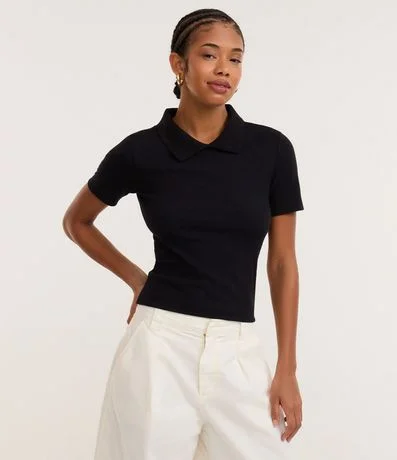 Blusa Polo en Rib con Manga Corta