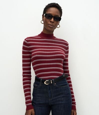 Blusa Regular en Punto con Estampa Rayada 4