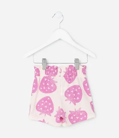 Short Infantil Canelado con Estampado de Frutillas – Talle 1 a 6 años 2