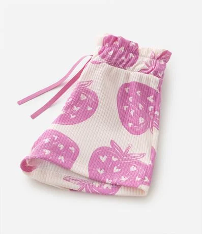Short Infantil Canelado con Estampado de Frutillas – Talle 1 a 6 años 4