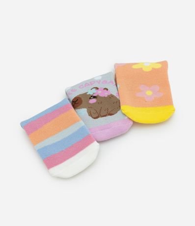 Kit 03 Medias Infantiles Atoalladas con Estampa de Carpincho – Talle 19 a 34 3