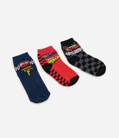 Kit 03 Pares de Medias Infantil Rayo McQueen – Talle 19/22 a 31/34 2