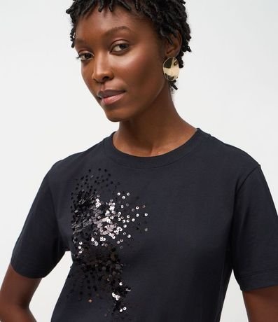 Remera Manga Corta en Algodón con Lentejuela Bordada 2