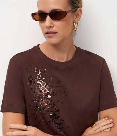 Remera Manga Corta en Algodón con Lentejuela Bordada 2