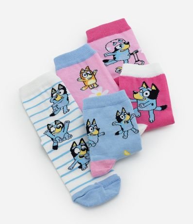 Kit 05 Medias Infantiles Cano Mediano con Estampa de Bluey – Talle 19 a 34 3
