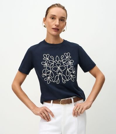 Remera en Algodón con Bordado Delantero