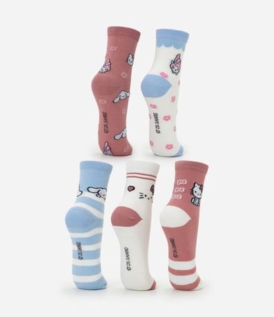 Kit 05 Medias Infantiles Cano Mediano Hello Kitty – Talle 19 a 34 3