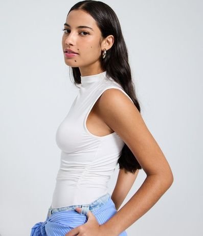 Blusa sin Manga en Jersey con Drapeados Laterales