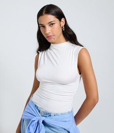 Blusa sin Manga en Jersey con Drapeados Laterales 3