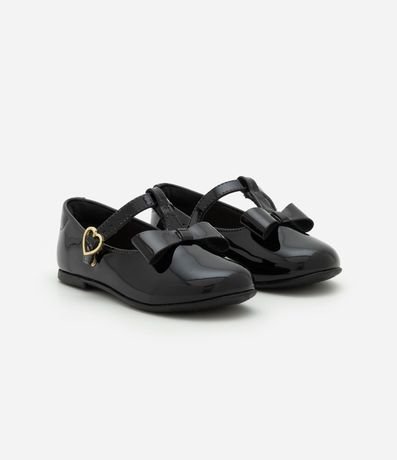 Zapatilla Infantil en Vinil con Moña y Hebilla de Corazón - Talle 20 al 25