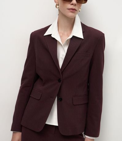 Blazer Sastre con Estampa de Rayas de Tiza y Solapas Delanteras 4