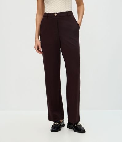 Pantalón Recto Básico en Punto Roma con Bolsillo Trasero 3
