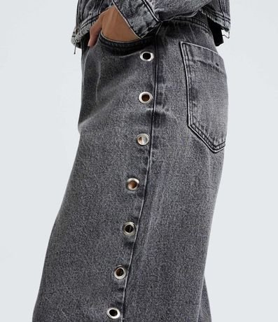 Pantalón Baggy en Jeans con Cintura Mediana y Ojales Laterales 4