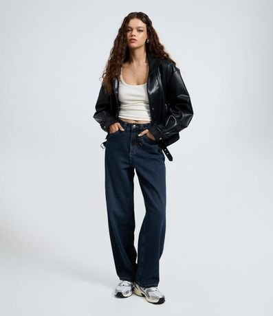 Pantalón Baggy en Jeans con Cintura Mediana y Colgante Desmontable