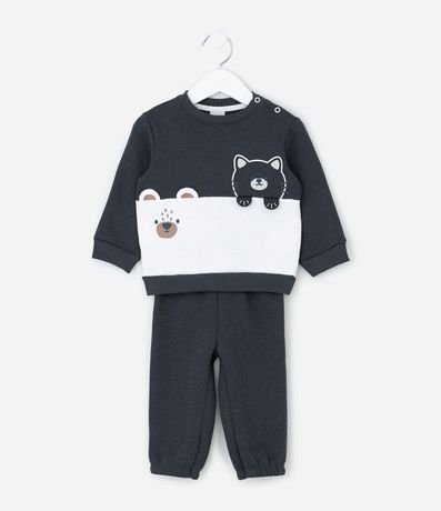Conjunto Infantil Saco y Pantalón con Detalles Interactivos – Talle 0 a 18 Meses