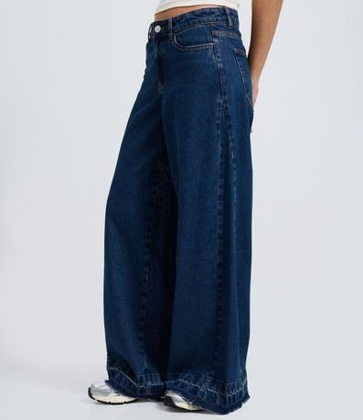 Pantalón Super Wide en Jeans con Cintura Mediana y Ruedo Deshilachado 4