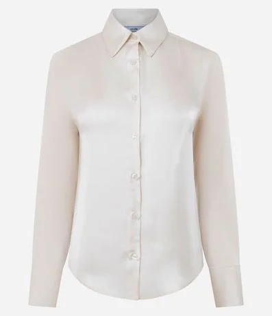 Camisa Manga Larga en Satén con Bajo Redondeado 1