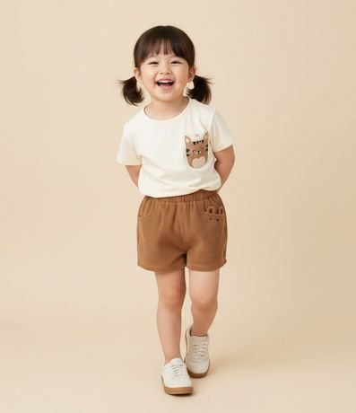 Remera Infantil Slim con Pequeño Bolsillo de Gatito – Talle 1 a 5/6 años