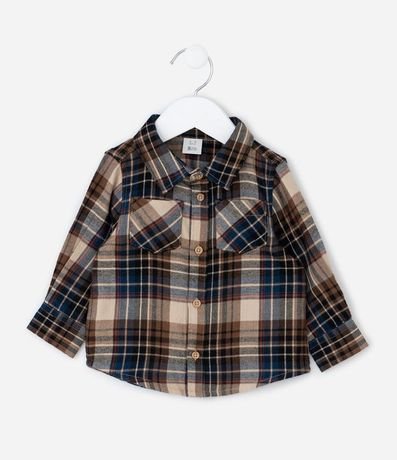Camisa Infantil en Franela de Cuadros con Pequeño Bolsillo – Talle 0 a 18 Meses 2