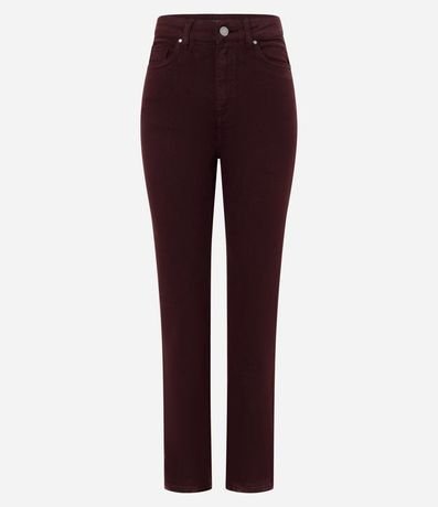 Pantalón Slim Cintura Mediana en Jeans con Elastano y Encaje