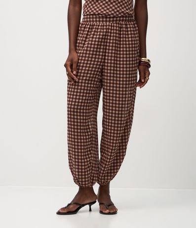 Pantalón Aladino en Chiffon con Estampa Escocesa 3