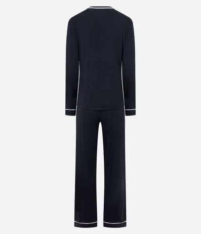 Pijama Largo en Viscolycra con Bies Contrastante 2