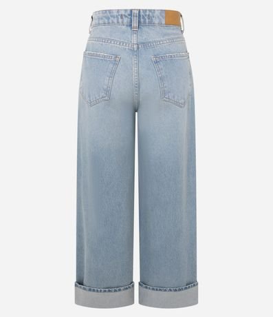 Pantalón Wide en Jeans con Bajo Plegado y Cintura Alta 3
