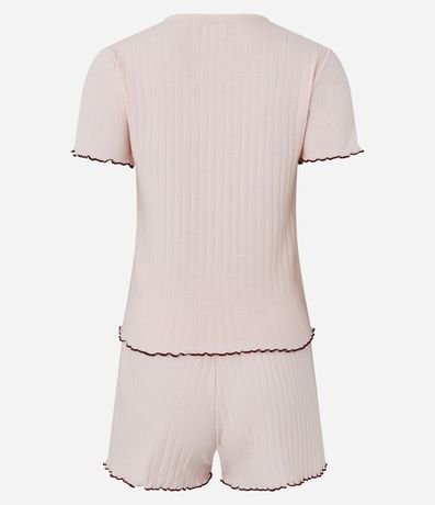 Pijama Corto en Rib Tricosada con Frufru Contrastante 3