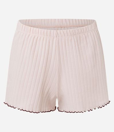 Pijama Corto en Rib Tricosada con Frufru Contrastante 4