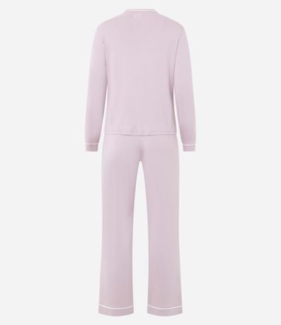 Pijama Largo en Viscolycra con Detalle Piping y Bolsillo 2