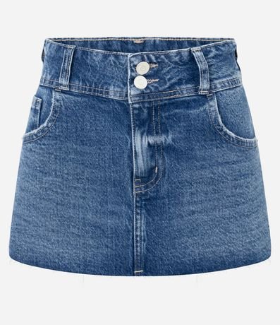 Minifalda en Jeans con Cintura Baja y Bolsillos
