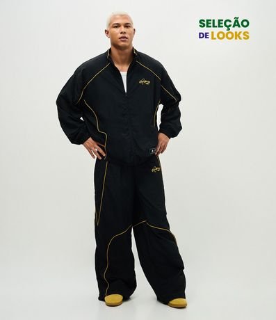 Pantalón Masculino Microfibra Ronaldinho con Piping Contrastante