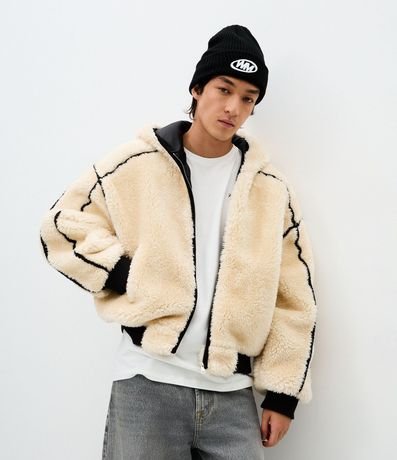 Campera Masculina Fleece con Detalles Contrastantes 4