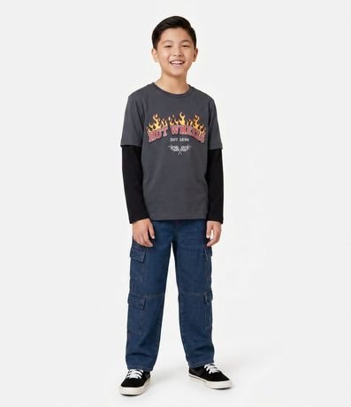 Pantalón Infantil Skater en Jeans con Multibolsillos – Talle 7 a 14 años