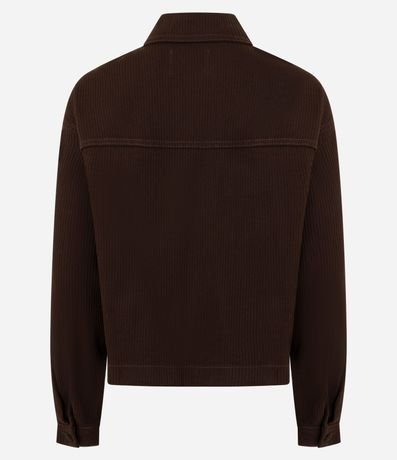 Campera en Sarga Acanalada con Cuello Padre y Bolsillos Delanteros 3