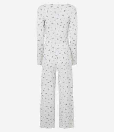 Pijama Largo en Punto con Estampado de Flores 8