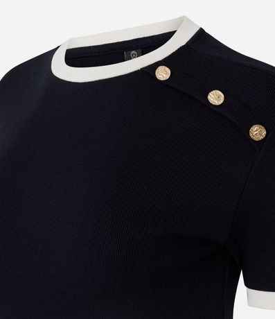 Blusa Manga Corta en Rib con Botones en el Hombro 5