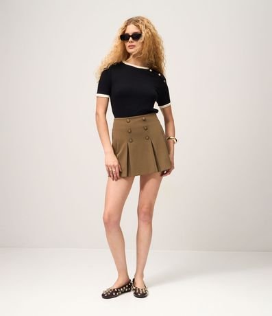 Blusa Manga Corta en Rib con Botones en el Hombro 2