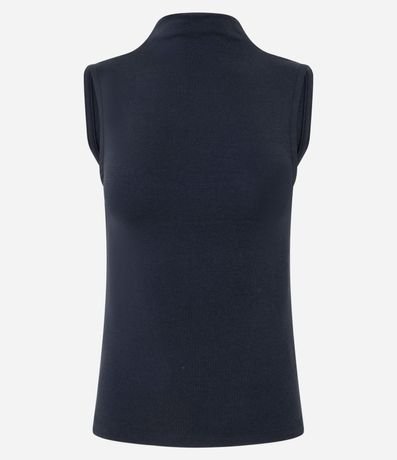 Blusa Regular de Modal con Cuello Alto