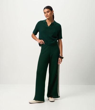 Blusa Polo en Punto con Manga Corta y Detalle de Rayas 2